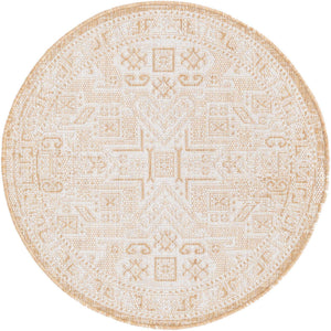 Natural 3' 1 x 3' 1 Outdoor Aztec Round Area Rug Weather Resistant for Patio, Deck, Terrace, Balcony, Porch 100% Polypropylene Traditional Carpet Mat for Sale at Rug Engine