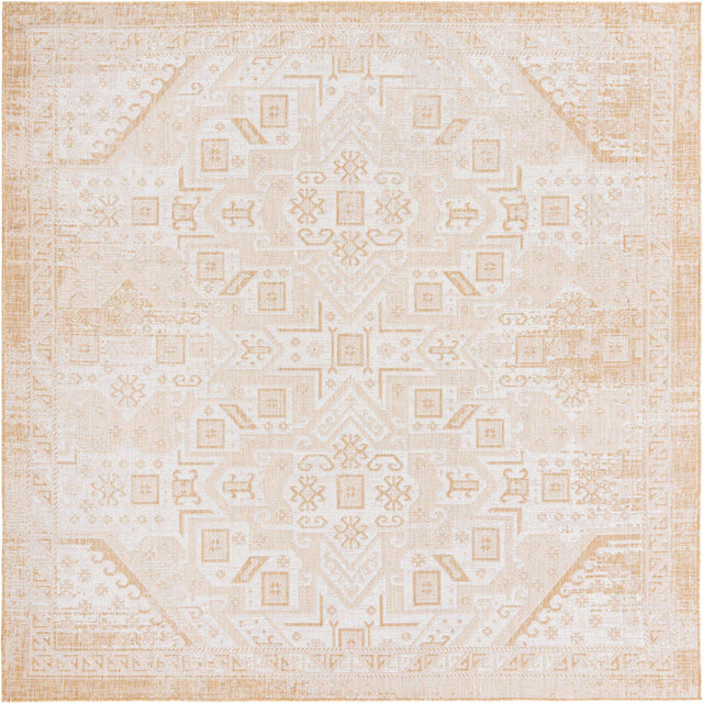 Natural 10' x 10' Outdoor Aztec Square Area Rug Weather Resistant for Patio, Deck, Terrace, Balcony, Porch 100% Polypropylene Traditional Carpet Mat for Sale at Rug Engine