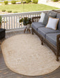 Natural 5' 3 x 8' Outdoor Aztec Oval Area Rug Weather Resistant for Patio, Deck, Terrace, Balcony, Porch 100% Polypropylene Traditional Carpet Mat for Sale at Rug Engine