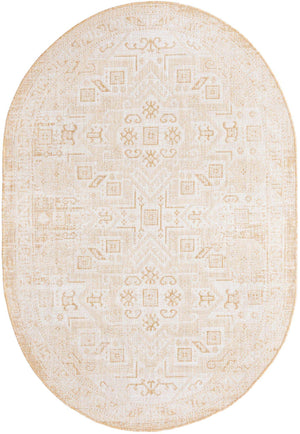 Natural 5' 3 x 8' Outdoor Aztec Oval Area Rug Weather Resistant for Patio, Deck, Terrace, Balcony, Porch 100% Polypropylene Traditional Carpet Mat for Sale at Rug Engine