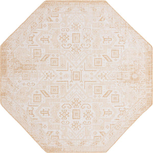 Natural 7' 10 x 7' 10 Outdoor Aztec Octagon Area Rug Weather Resistant for Patio, Deck, Terrace, Balcony, Porch 100% Polypropylene Traditional Carpet Mat for Sale at Rug Engine
