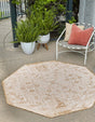 Natural 5' 3 x 5' 3 Outdoor Aztec Octagon Area Rug Weather Resistant for Patio, Deck, Terrace, Balcony, Porch 100% Polypropylene Traditional Carpet Mat for Sale at Rug Engine