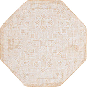 Natural 5' 3 x 5' 3 Outdoor Aztec Octagon Area Rug Weather Resistant for Patio, Deck, Terrace, Balcony, Porch 100% Polypropylene Traditional Carpet Mat for Sale at Rug Engine