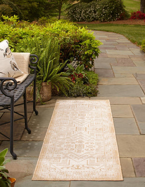 Natural 2' x 6' 1 Outdoor Aztec Runner Area Rug Weather Resistant for Patio, Deck, Terrace, Balcony, Porch 100% Polypropylene Traditional Carpet Mat for Sale at Rug Engine