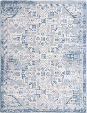 Blue 10' x 14' 1 Outdoor Aztec Rectangle Area Rug Weather Resistant for Patio, Deck, Terrace, Balcony, Porch 100% Polypropylene Traditional Carpet Mat for Sale at Rug Engine