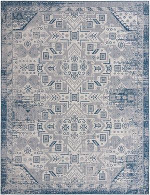Blue 10' x 13' 1 Outdoor Aztec Rectangle Area Rug Weather Resistant for Patio, Deck, Terrace, Balcony, Porch 100% Polypropylene Traditional Carpet Mat for Sale at Rug Engine
