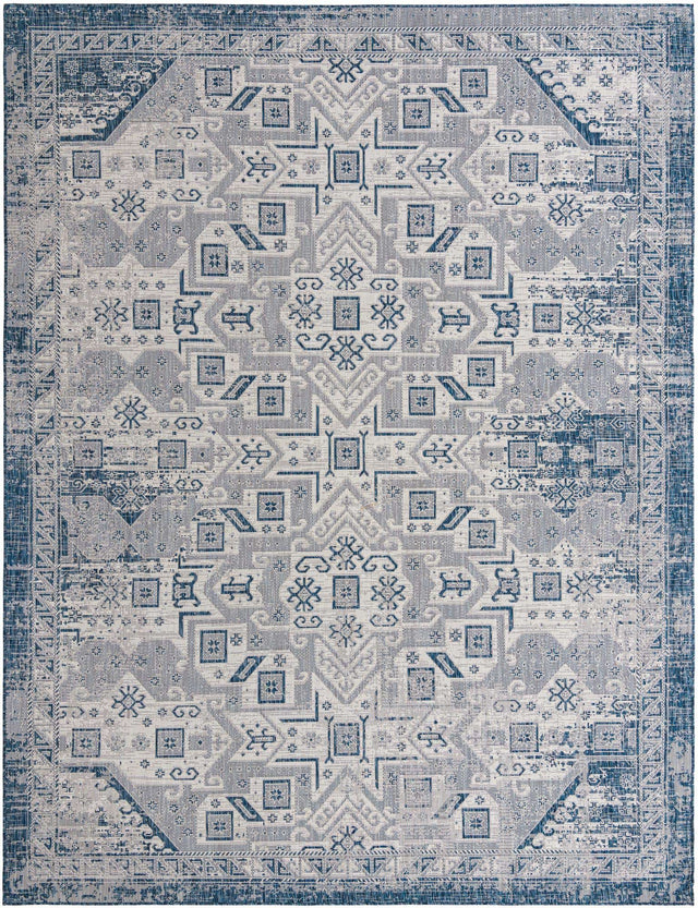 Blue 10' x 13' 1 Outdoor Aztec Rectangle Area Rug Weather Resistant for Patio, Deck, Terrace, Balcony, Porch 100% Polypropylene Traditional Carpet Mat for Sale at Rug Engine