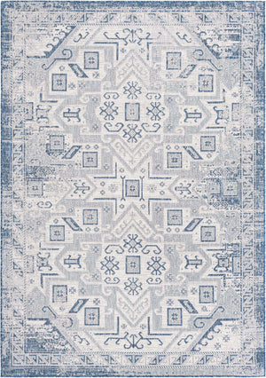 Blue 7' 1 x 10' Outdoor Aztec Rectangle Area Rug Weather Resistant for Patio, Deck, Terrace, Balcony, Porch 100% Polypropylene Traditional Carpet Mat for Sale at Rug Engine