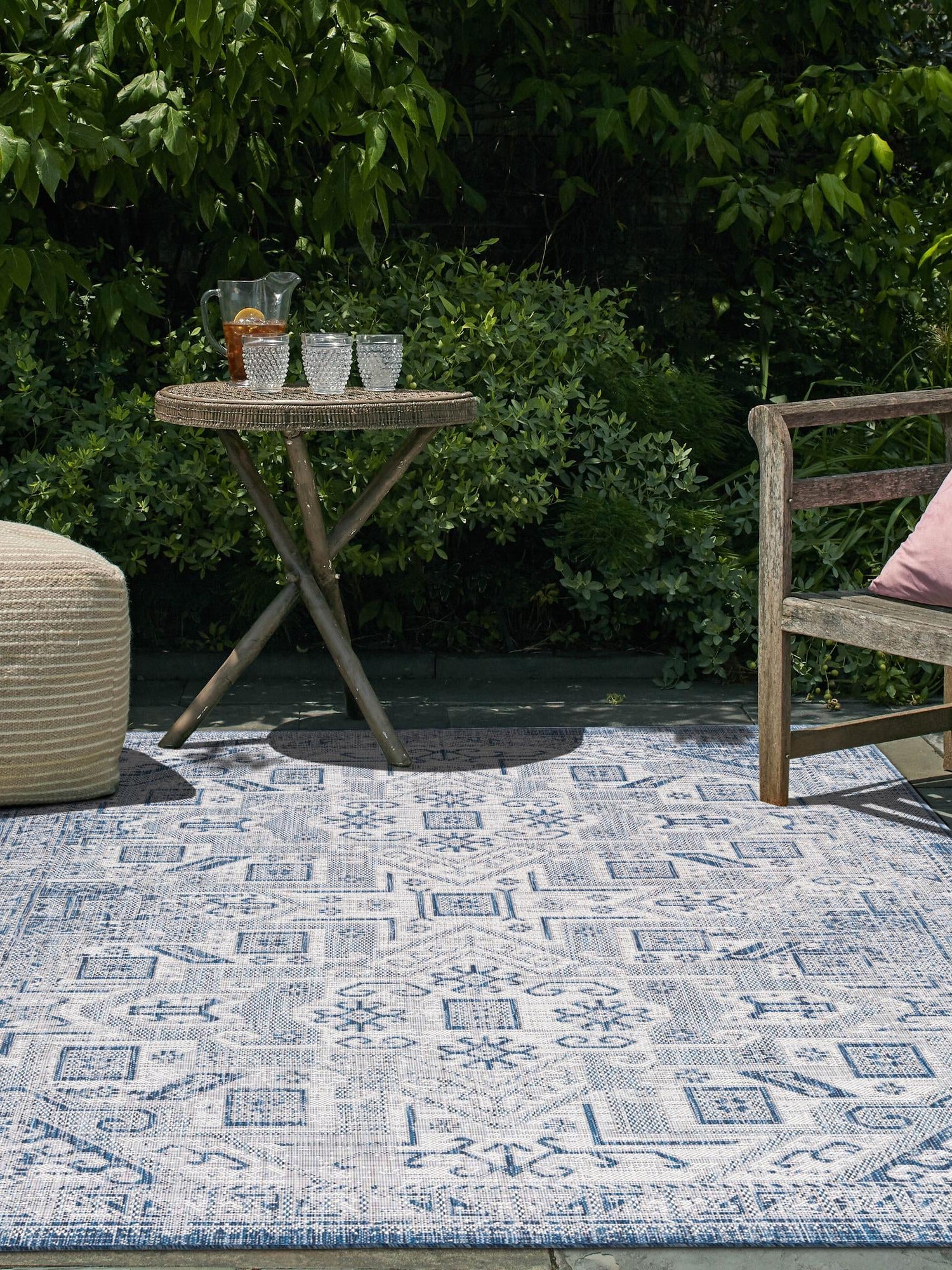 Blue 2' x 3' 1 Outdoor Aztec Rectangle Area Rug Weather Resistant for Patio, Deck, Terrace, Balcony, Porch 100% Polypropylene Traditional Carpet Mat for Sale at Rug Engine