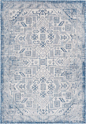 Blue 4' 1 x 6' 1 Outdoor Aztec Rectangle Area Rug Weather Resistant for Patio, Deck, Terrace, Balcony, Porch 100% Polypropylene Traditional Carpet Mat for Sale at Rug Engine