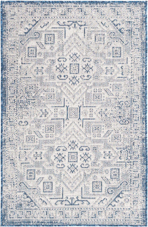 Blue 3' 1 x 5' 3 Outdoor Aztec Rectangle Area Rug Weather Resistant for Patio, Deck, Terrace, Balcony, Porch 100% Polypropylene Traditional Carpet Mat for Sale at Rug Engine