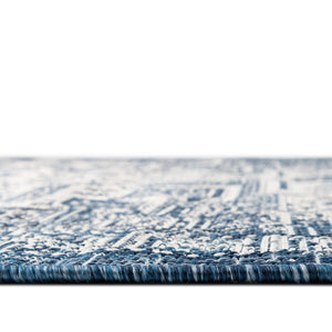 Blue 7' 10 x 7' 10 Outdoor Aztec Round Area Rug Weather Resistant for Patio, Deck, Terrace, Balcony, Porch 100% Polypropylene Traditional Carpet Mat for Sale at Rug Engine
