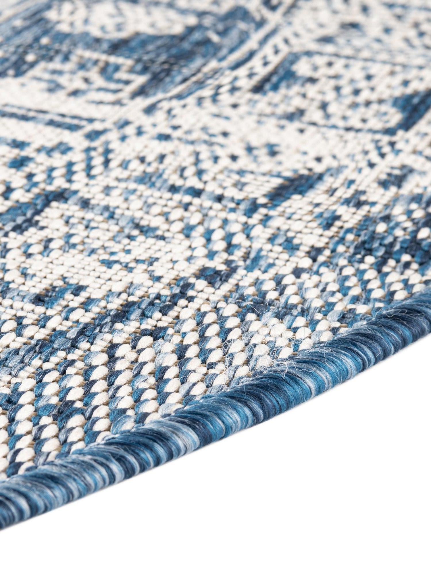 Blue 4' 1 x 4' 1 Outdoor Aztec Round Area Rug Weather Resistant for Patio, Deck, Terrace, Balcony, Porch 100% Polypropylene Traditional Carpet Mat for Sale at Rug Engine