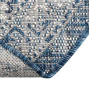 Blue 7' 10 x 7' 10 Outdoor Aztec Round Area Rug Weather Resistant for Patio, Deck, Terrace, Balcony, Porch 100% Polypropylene Traditional Carpet Mat for Sale at Rug Engine