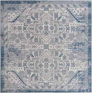 Blue 10' x 10' Outdoor Aztec Square Area Rug Weather Resistant for Patio, Deck, Terrace, Balcony, Porch 100% Polypropylene Traditional Carpet Mat for Sale at Rug Engine