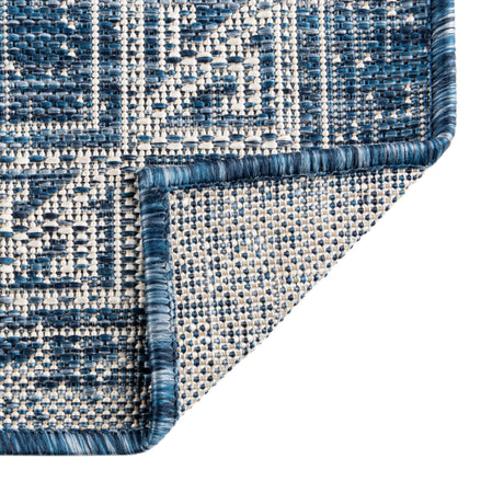 Blue 7' 10 x 7' 10 Outdoor Aztec Octagon Area Rug Weather Resistant for Patio, Deck, Terrace, Balcony, Porch 100% Polypropylene Traditional Carpet Mat for Sale at Rug Engine