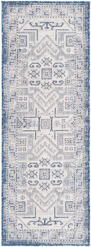 Blue 2' x 6' 1 Outdoor Aztec Runner Area Rug Weather Resistant for Patio, Deck, Terrace, Balcony, Porch 100% Polypropylene Traditional Carpet Mat for Sale at Rug Engine