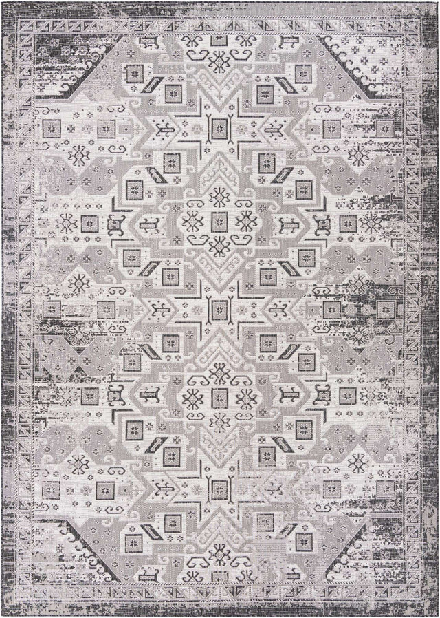 Charcoal Gray 10' x 14' 1 Outdoor Aztec Rectangle Area Rug Weather Resistant for Patio, Deck, Terrace, Balcony, Porch 100% Polypropylene Traditional Carpet Mat for Sale at Rug Engine