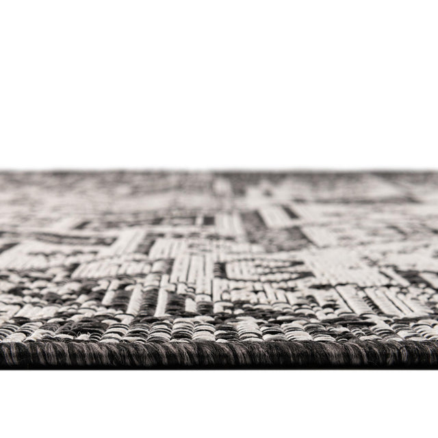 Charcoal Gray 4' 1 x 6' 1 Outdoor Aztec Rectangle Area Rug Weather Resistant for Patio, Deck, Terrace, Balcony, Porch 100% Polypropylene Traditional Carpet Mat for Sale at Rug Engine
