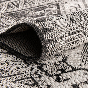 Charcoal Gray 5' 3 x 8' Outdoor Aztec Rectangle Area Rug Weather Resistant for Patio, Deck, Terrace, Balcony, Porch 100% Polypropylene Traditional Carpet Mat for Sale at Rug Engine