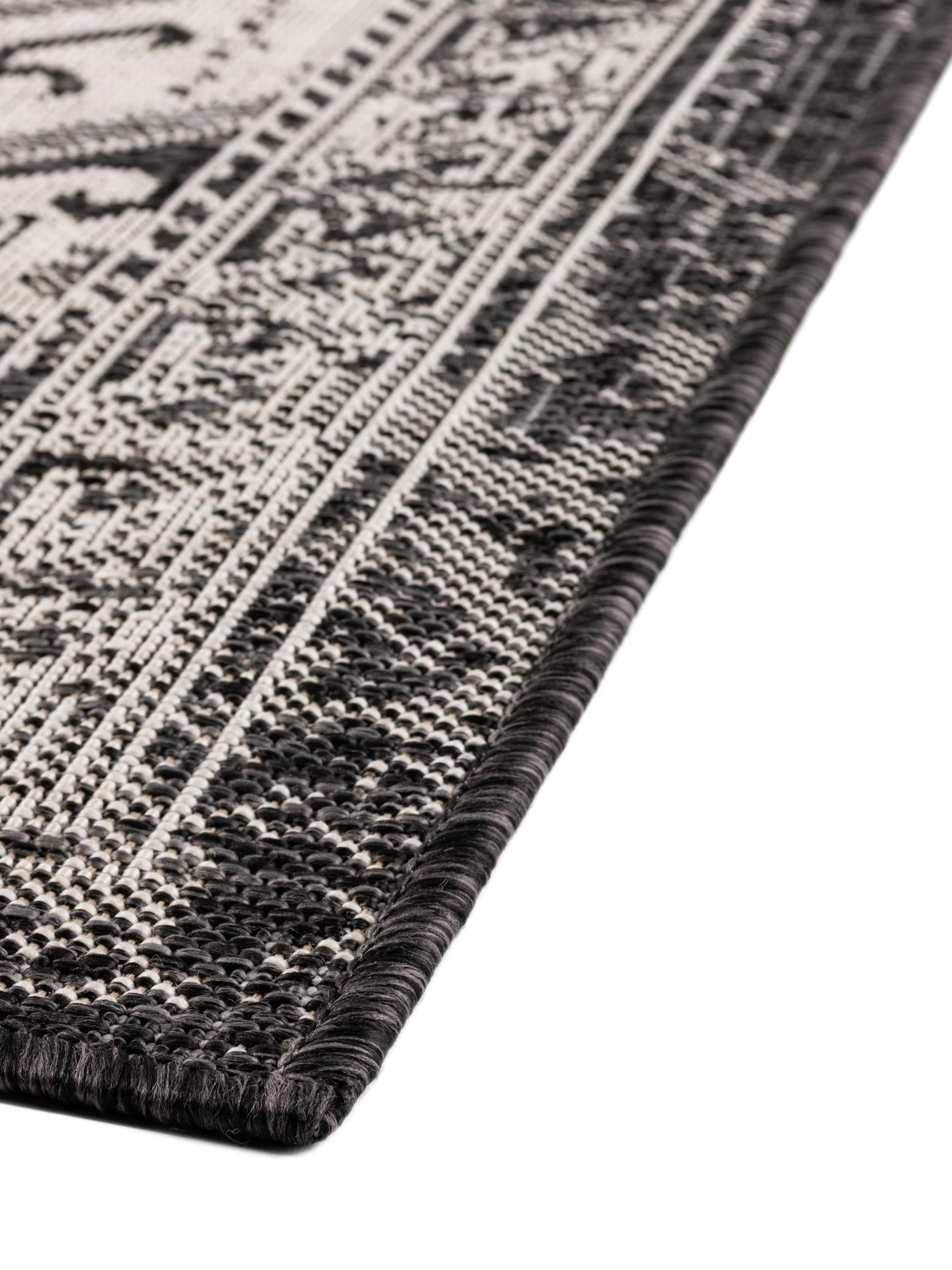 Charcoal Gray 5' 3 x 7' 1 Outdoor Aztec Rectangle Area Rug Weather Resistant for Patio, Deck, Terrace, Balcony, Porch 100% Polypropylene Traditional Carpet Mat for Sale at Rug Engine