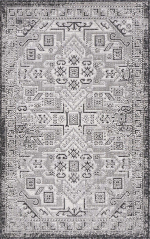 Charcoal Gray 3' 1 x 5' 3 Outdoor Aztec Rectangle Area Rug Weather Resistant for Patio, Deck, Terrace, Balcony, Porch 100% Polypropylene Traditional Carpet Mat for Sale at Rug Engine