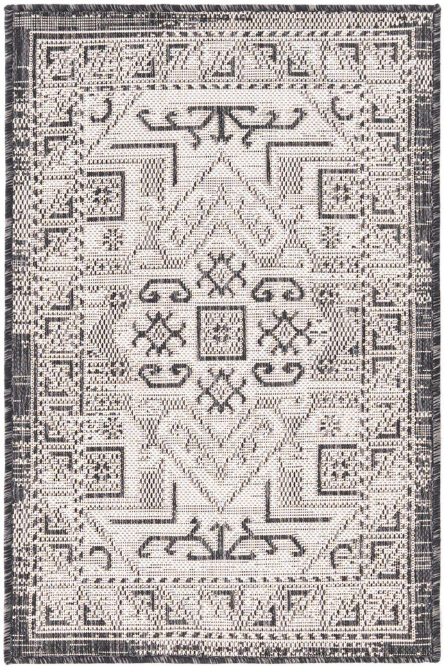 Charcoal Gray 2' x 3' 1 Outdoor Aztec Rectangle Area Rug Weather Resistant for Patio, Deck, Terrace, Balcony, Porch 100% Polypropylene Traditional Carpet Mat for Sale at Rug Engine