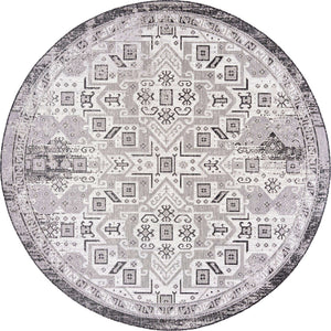 Charcoal Gray 10' x 10' Outdoor Aztec Round Area Rug Weather Resistant for Patio, Deck, Terrace, Balcony, Porch 100% Polypropylene Traditional Carpet Mat for Sale at Rug Engine