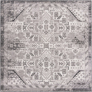 Charcoal Gray 10' x 10' Outdoor Aztec Square Area Rug Weather Resistant for Patio, Deck, Terrace, Balcony, Porch 100% Polypropylene Traditional Carpet Mat for Sale at Rug Engine