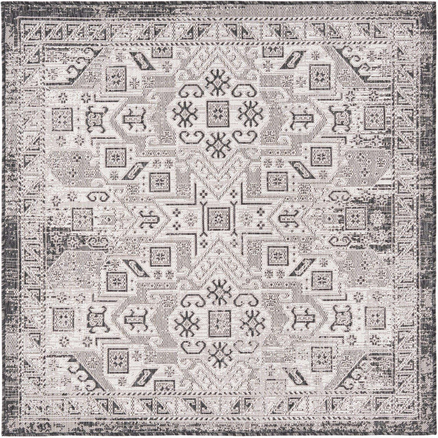 Charcoal Gray 5' 3 x 5' 3 Outdoor Aztec Square Area Rug Weather Resistant for Patio, Deck, Terrace, Balcony, Porch 100% Polypropylene Traditional Carpet Mat for Sale at Rug Engine