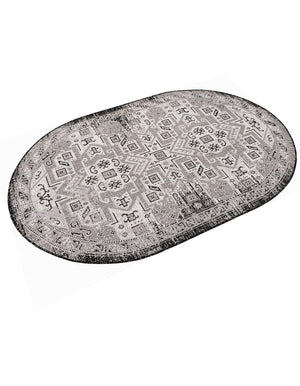 Charcoal Gray 5' 3 x 8' Outdoor Aztec Oval Area Rug Weather Resistant for Patio, Deck, Terrace, Balcony, Porch 100% Polypropylene Traditional Carpet Mat for Sale at Rug Engine