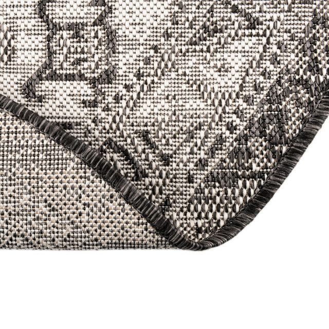 Charcoal Gray 3' 1 x 5' 3 Outdoor Aztec Oval Area Rug Weather Resistant for Patio, Deck, Terrace, Balcony, Porch 100% Polypropylene Traditional Carpet Mat for Sale at Rug Engine