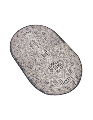 Charcoal Gray 3' 1 x 5' 3 Outdoor Aztec Oval Area Rug Weather Resistant for Patio, Deck, Terrace, Balcony, Porch 100% Polypropylene Traditional Carpet Mat for Sale at Rug Engine