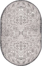 Charcoal Gray 3' 1 x 5' 3 Outdoor Aztec Oval Area Rug Weather Resistant for Patio, Deck, Terrace, Balcony, Porch 100% Polypropylene Traditional Carpet Mat for Sale at Rug Engine