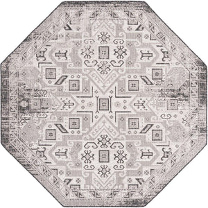 Charcoal Gray 7' 10 x 7' 10 Outdoor Aztec Octagon Area Rug Weather Resistant for Patio, Deck, Terrace, Balcony, Porch 100% Polypropylene Traditional Carpet Mat for Sale at Rug Engine