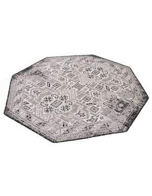 Charcoal Gray 5' 3 x 5' 3 Outdoor Aztec Octagon Area Rug Weather Resistant for Patio, Deck, Terrace, Balcony, Porch 100% Polypropylene Traditional Carpet Mat for Sale at Rug Engine