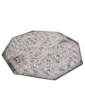 Charcoal Gray 5' 3 x 5' 3 Outdoor Aztec Octagon Area Rug Weather Resistant for Patio, Deck, Terrace, Balcony, Porch 100% Polypropylene Traditional Carpet Mat for Sale at Rug Engine