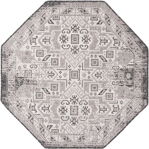 Charcoal Gray 5' 3 x 5' 3 Outdoor Aztec Octagon Area Rug Weather Resistant for Patio, Deck, Terrace, Balcony, Porch 100% Polypropylene Traditional Carpet Mat for Sale at Rug Engine