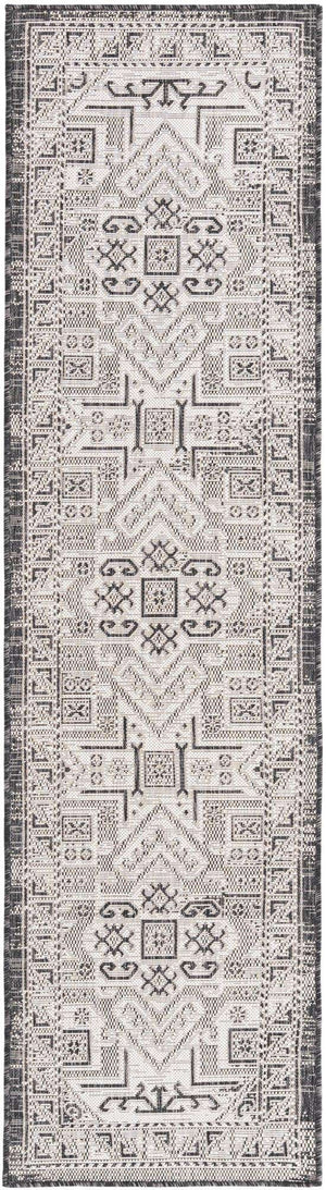 Charcoal Gray 2' x 8' Outdoor Aztec Runner Area Rug Weather Resistant for Patio, Deck, Terrace, Balcony, Porch 100% Polypropylene Traditional Carpet Mat for Sale at Rug Engine