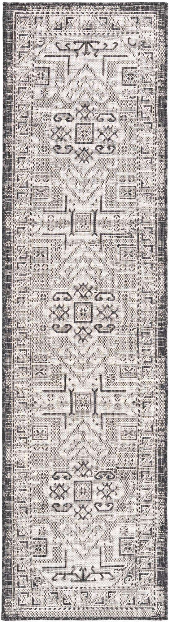 Charcoal Gray 2' x 8' Outdoor Aztec Runner Area Rug Weather Resistant for Patio, Deck, Terrace, Balcony, Porch 100% Polypropylene Traditional Carpet Mat for Sale at Rug Engine