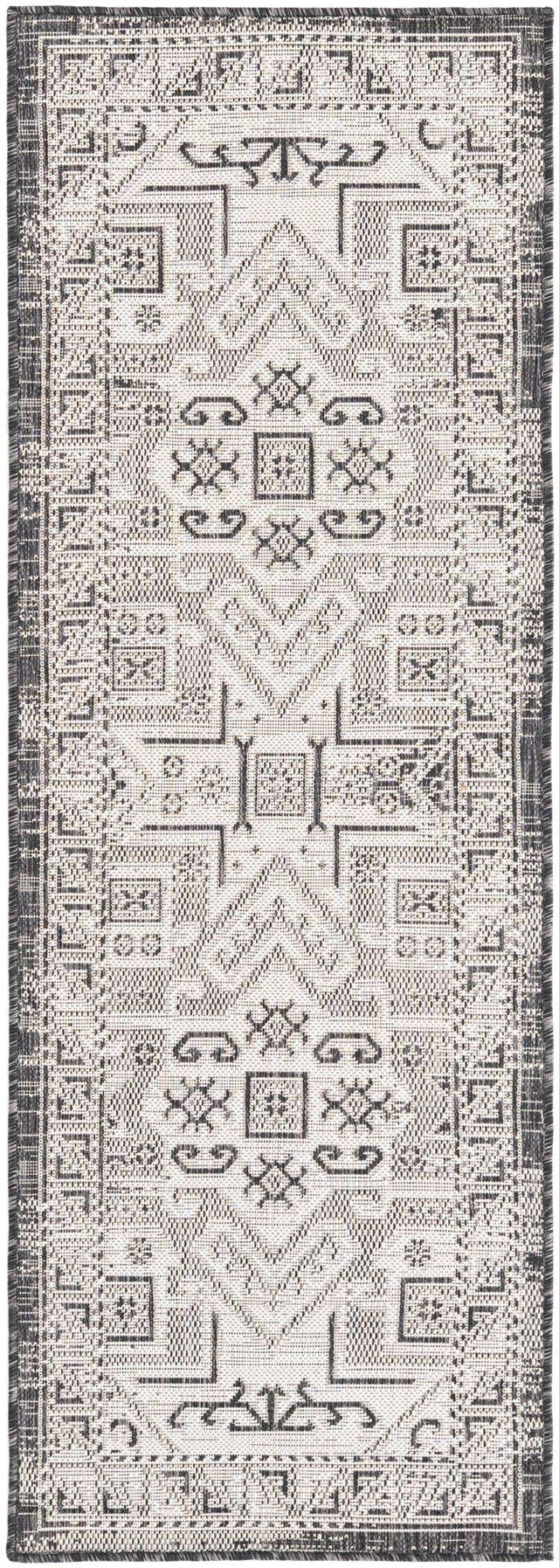 Charcoal Gray 2' x 6' 1 Outdoor Aztec Runner Area Rug Weather Resistant for Patio, Deck, Terrace, Balcony, Porch 100% Polypropylene Traditional Carpet Mat for Sale at Rug Engine