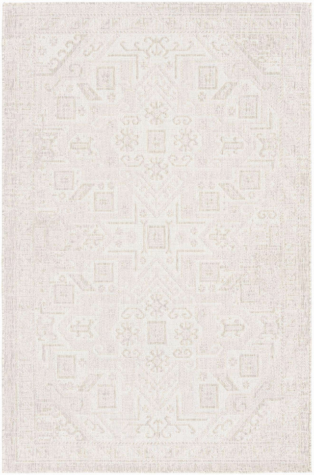 Light Gray 5' 3 x 8' Outdoor Aztec Rectangle Area Rug Weather Resistant for Patio, Deck, Terrace, Balcony, Porch 100% Polypropylene Traditional Carpet Mat for Sale at Rug Engine