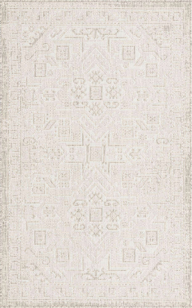 Light Gray 3' 1 x 5' 3 Outdoor Aztec Rectangle Area Rug Weather Resistant for Patio, Deck, Terrace, Balcony, Porch 100% Polypropylene Traditional Carpet Mat for Sale at Rug Engine
