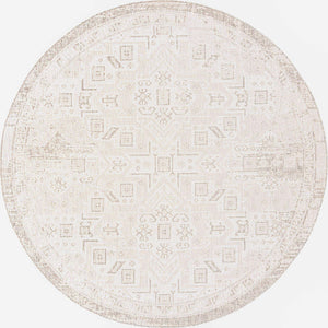 Light Gray 10' x 10' Outdoor Aztec Round Area Rug Weather Resistant for Patio, Deck, Terrace, Balcony, Porch 100% Polypropylene Traditional Carpet Mat for Sale at Rug Engine