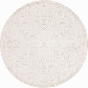 Light Gray 7' 10 x 7' 10 Outdoor Aztec Round Area Rug Weather Resistant for Patio, Deck, Terrace, Balcony, Porch 100% Polypropylene Traditional Carpet Mat for Sale at Rug Engine