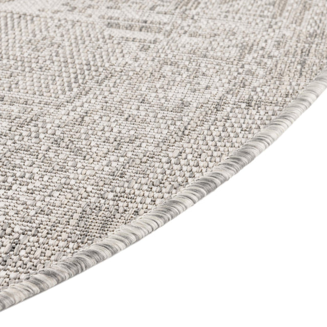Light Gray 3' 1 x 3' 1 Outdoor Aztec Round Area Rug Weather Resistant for Patio, Deck, Terrace, Balcony, Porch 100% Polypropylene Traditional Carpet Mat for Sale at Rug Engine