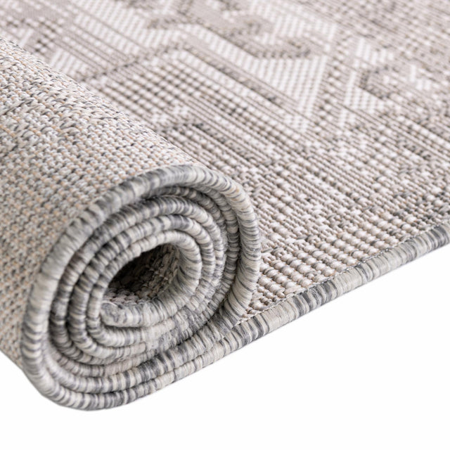 Light Gray 10' x 10' Outdoor Aztec Round Area Rug Weather Resistant for Patio, Deck, Terrace, Balcony, Porch 100% Polypropylene Traditional Carpet Mat for Sale at Rug Engine
