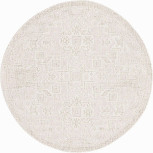 Light Gray 5' 3 x 5' 3 Outdoor Aztec Round Area Rug Weather Resistant for Patio, Deck, Terrace, Balcony, Porch 100% Polypropylene Traditional Carpet Mat for Sale at Rug Engine