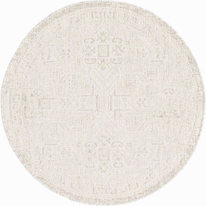 Light Gray 4' 1 x 4' 1 Outdoor Aztec Round Area Rug Weather Resistant for Patio, Deck, Terrace, Balcony, Porch 100% Polypropylene Traditional Carpet Mat for Sale at Rug Engine