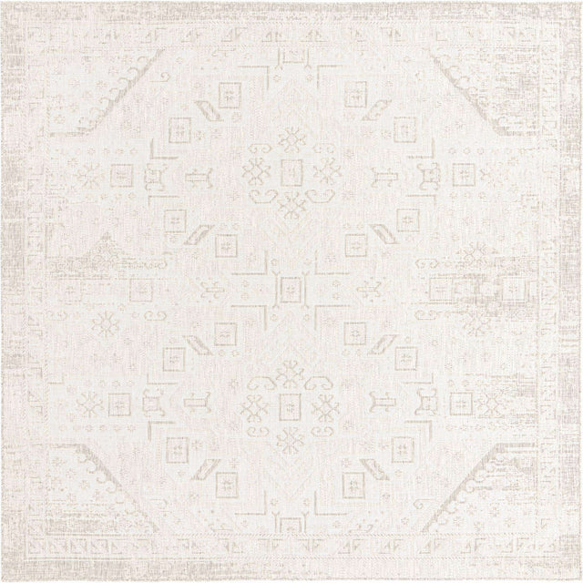 Light Gray 10' x 10' Outdoor Aztec Square Area Rug Weather Resistant for Patio, Deck, Terrace, Balcony, Porch 100% Polypropylene Traditional Carpet Mat for Sale at Rug Engine